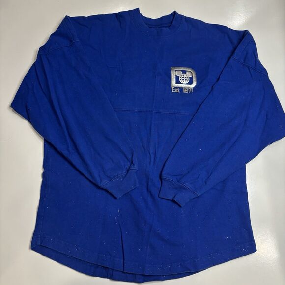 Walt Disney World Land Cobalt Blue Sparkle Glitter Spirit Jersey Size XS Mickey - Picture 1 of 9